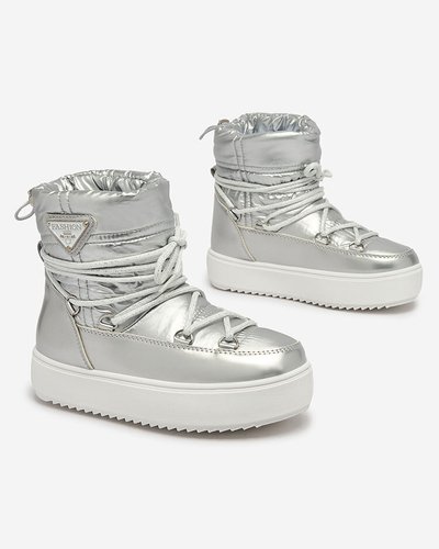 Royalfashion Dětské nazouvací boty a'la snow boots ve stříbrné barvě Asifa