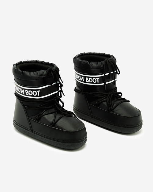 Royalfashion Чорні жіночі снігоступи з рубчиком Soblesia