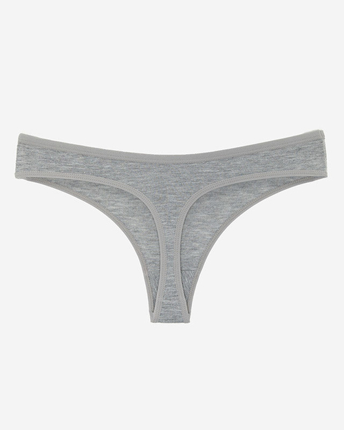 Сірі бавовняні жіночі однотонні стрінги з принтом - Нижня білизна