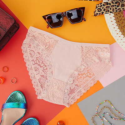 Růžové krajkové kalhotky pro ženy, slipy - Spodní prádlo