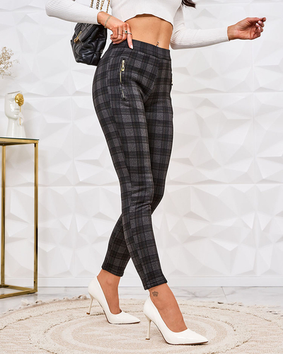 Royalfashion Dámské zateplené kostkované teggings kalhoty