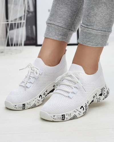 Bílá dámská slip-on sportovní obuv s nápisy Kejini - Obuv