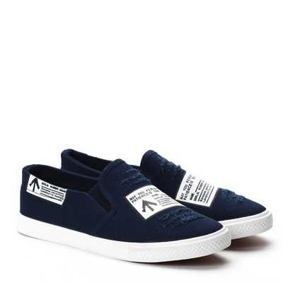 Granatowe trampki slip on  - Obuwie