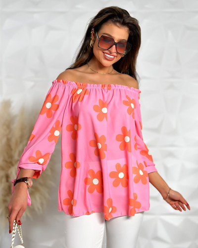 Royalfashion Dámská halenka a'la hiszpanka v květech