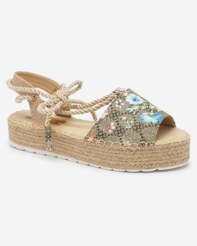 Royalfashion Khaki dámské espadrilky v květinách Elizeaf