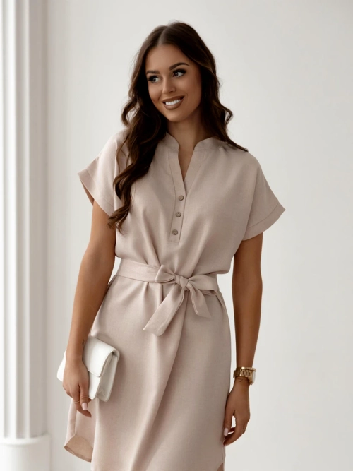 Royalfashion жіноча міні-сукня з короткими рукавами та вирізом на ґудзиках