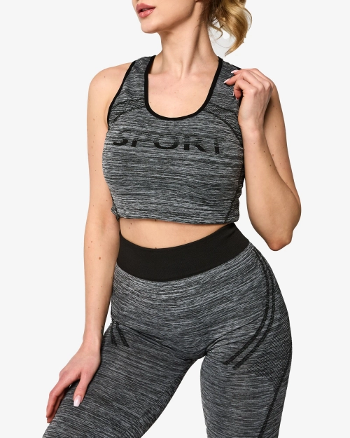 Жіночий спортивний комплект сірий з чорними вставками - Одяг