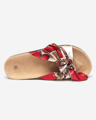 Dámské červené pantofle s módním látkovým svrškem Laneso - Footwear