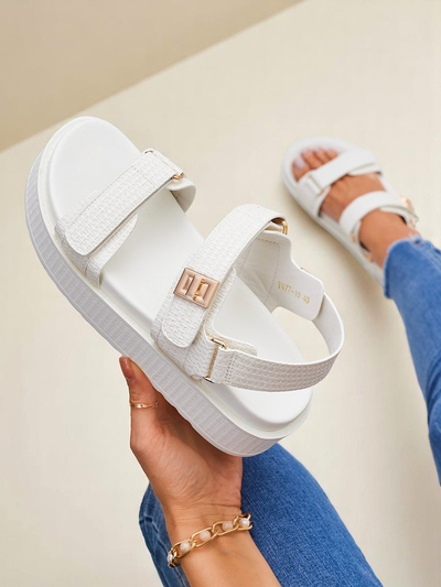 Royalfashion Kallisto – Білі жіночі сандалі на платформі, екологічна шкіра