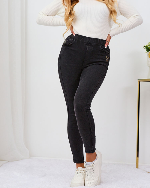 Royalfashion Сині жіночі штани-теггінг з нашивкою