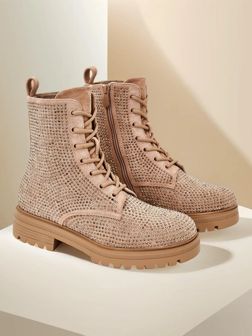 Жіночі шнуровані чоботи Royalfashion з цирконами Russos