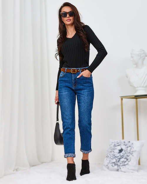 Джинси для мами Royalfashion Сині жіночі з поясом