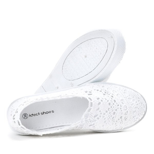 Білі мереживні кросівки в стилі ковзання на Bari - Взуття 1