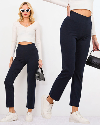 Royalfashion Námořnicky modré dámské látkové kalhoty