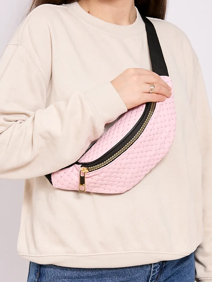 Royalfashion Dámská prošívaná ledvinka s flitry