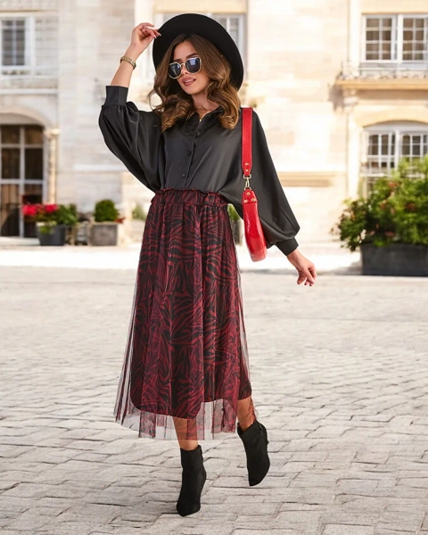 Роялфешн Візерункова жіноча міді-спідниця з тюлем