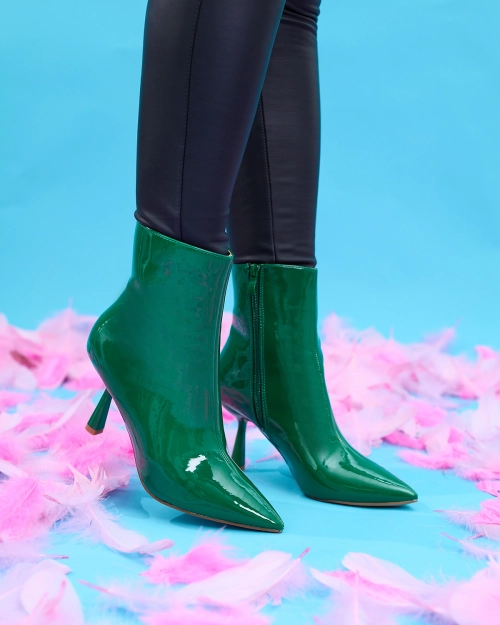 Royalfashion Зелені лаковані жіночі черевики на качиному каблуці Elegant Classy