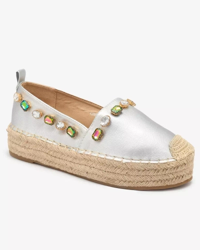 Dámské stříbrné espadrilky s krystaly Ziennie - Obuv