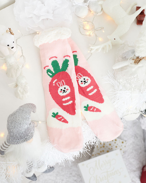 Червоні жіночі шкарпетки з різдвяним візерунком - Білизна