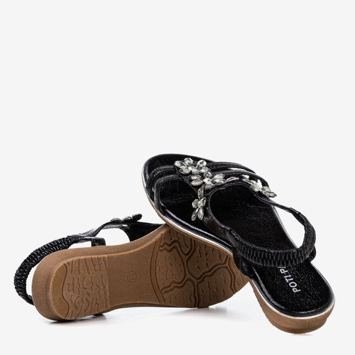 Жіночі чорні босоніжки з кристалами Crisela - Взуття