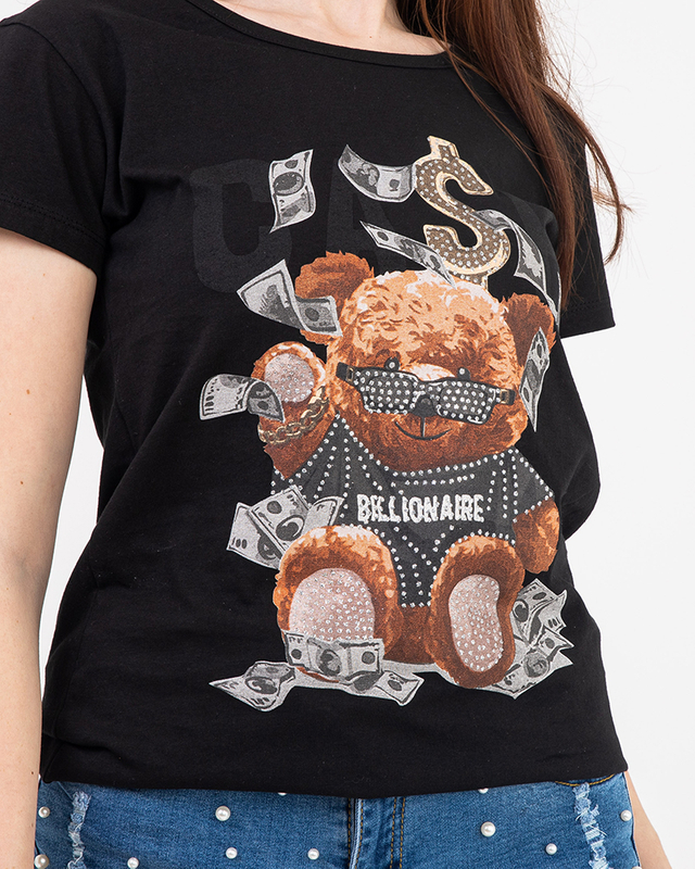 Černé dámské tričko s potiskem MISIA- Oblečení