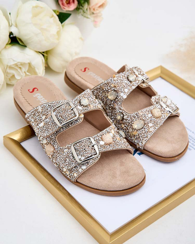 Royalfashion Dámské žabky s přezkami a zirkony Monnas
