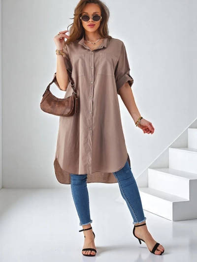 Royalfashion Bavlněná dlouhá oversized košile pro ženy