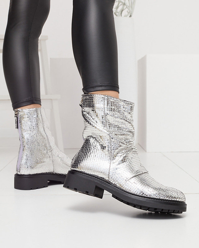 OUTLET Сріблясті жіночі черевики з тисненням Ahhy- Footwear