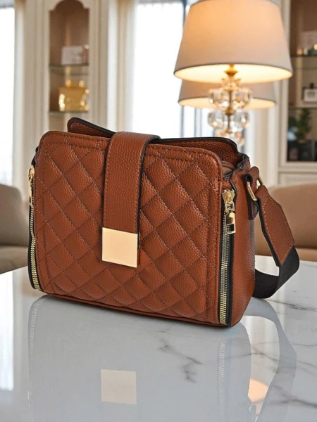 Kolekce Dámských Kabelek - Melania Hnědá Eko Kůže se Zipem a Magnetem