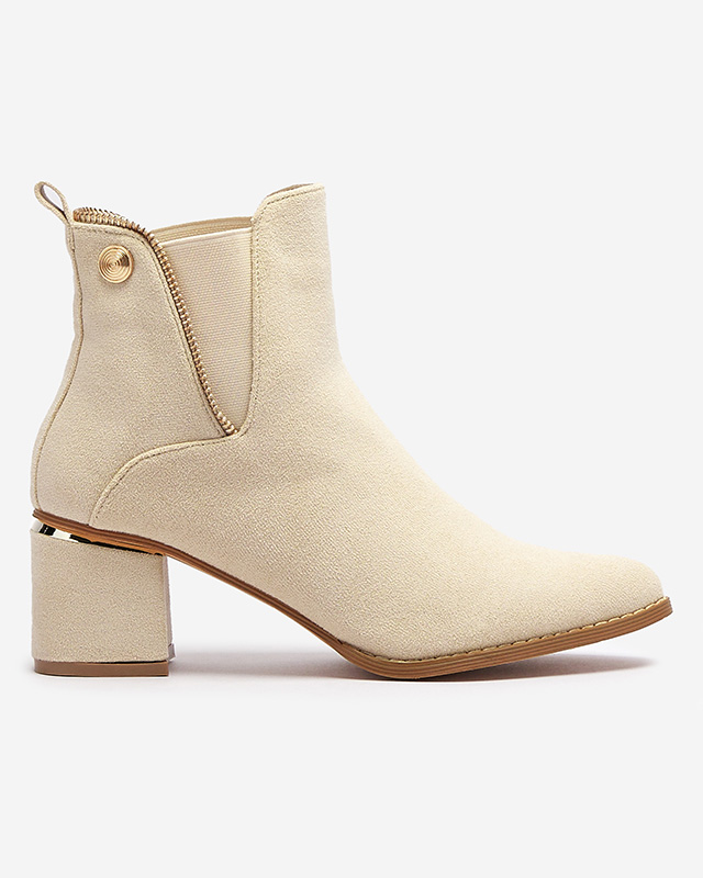 Dámské nízké kozačky na jehle v barvě ecru Xizia - Obuv