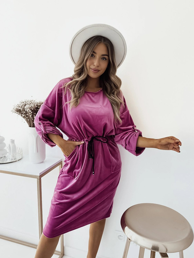 Royalfashion Dámské fuchsiové midi šaty