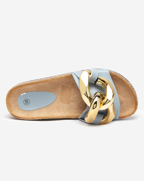 Жіночі блакитні тапочки з декором Sofig-Footwear