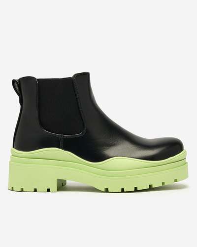 Royalfashion Černé dámské kozačky a'la sable se zelenou podrážkou Aterisa