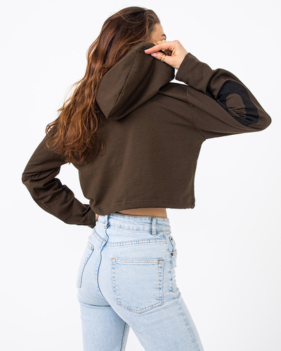 Tmavě zelený dámský top s kapucí - Oblečení