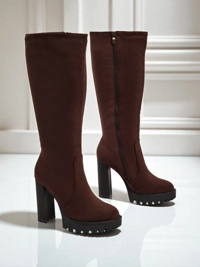 Dámské kozačky eko semišové na sloupku GaleNest