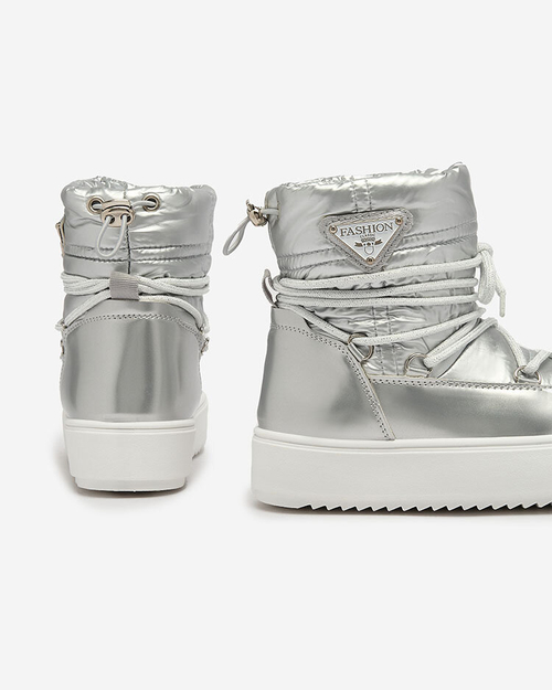 Royalfashion Дитячі черевики-сліпони а-ля снігоступи сріблясті Asifa