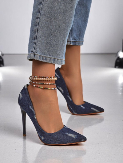 Royalfashion Dámské lodičky na jehlovém podpatku Denim Chic