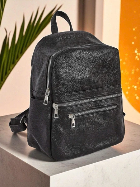 Pletený Dámský Batoh AURELIA od Królewska Moda z Ekokůže Černý