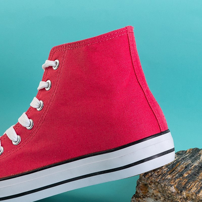 Високі неонові жіночі кеди в рожевому кольорі Skarllet