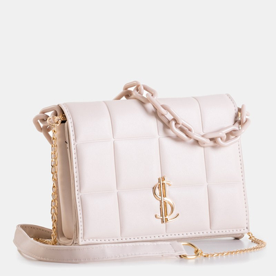 Бежева жіноча стьобана сумка