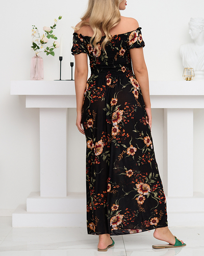 Жіноча чорна квіткова сукня максі - Одяг