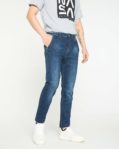 Tmavě modré džíny s rovnými nohavicemi pro muže - Oblečení