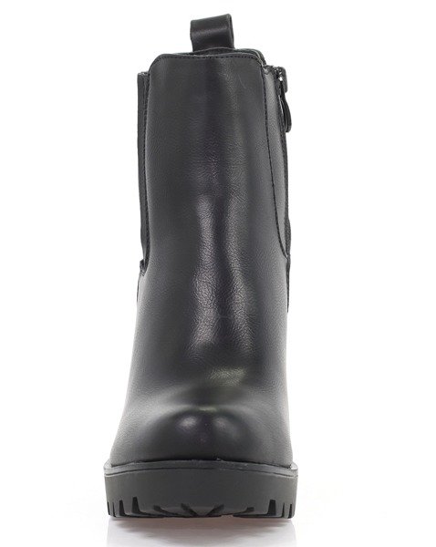 Czarne botki na słupku - Obuwie