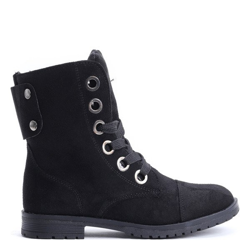 Czarne workery z eko zamszu Nicole - Obuwie