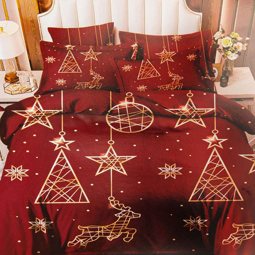 Постільна білизна з різдвяним принтом 200х220, комплект з 3-х частин