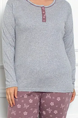 Royalfashion Dámské bavlněné 2-dílné pyžamo s motivem motýla PLUS SIZE