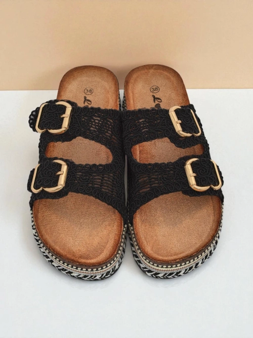 Royalfashion Жіночі босоніжки на платформі з пряжками CorkStyle