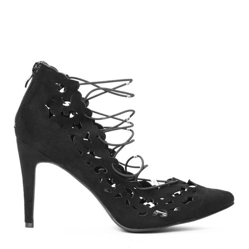 Czarne czółenka z paskami - Obuwie