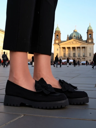 Royalfashion Ekosuede dámské mokasíny s květinou Floverse