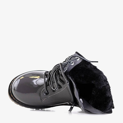 Дитячі темно-сірі туристичні черевики з лаком Lesia - Взуття